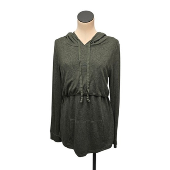 Latched Mama Tops - Latched Mama Hoodie Womens Large Green Nursing Pullover Long Sleeve Soft Pockets